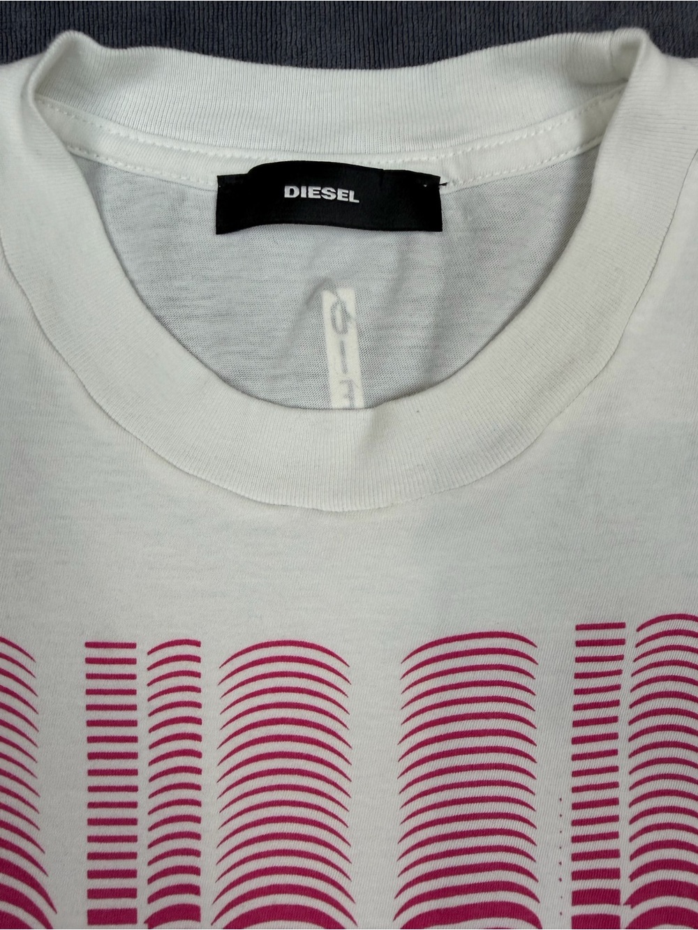 Diesel White Tee with Pink Gradient "Dream" Graphic - Picture 2 of 5